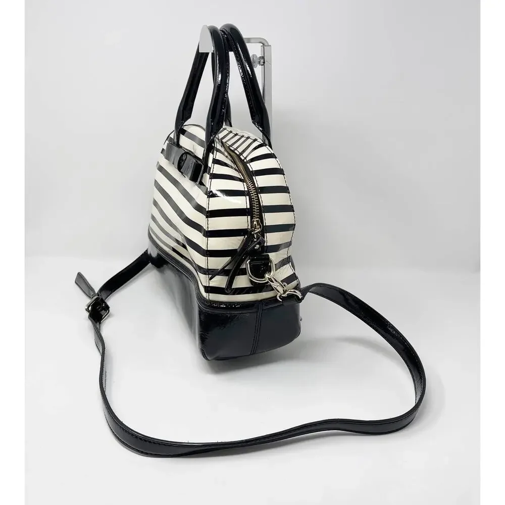 Kate Spade Chelsea Park Porter Patent Leather Handbag Black Cream Bow Crossbody